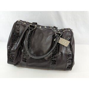 Steven by Steve Madden Leather Riveted Satchel Black Purse Handbag Unused